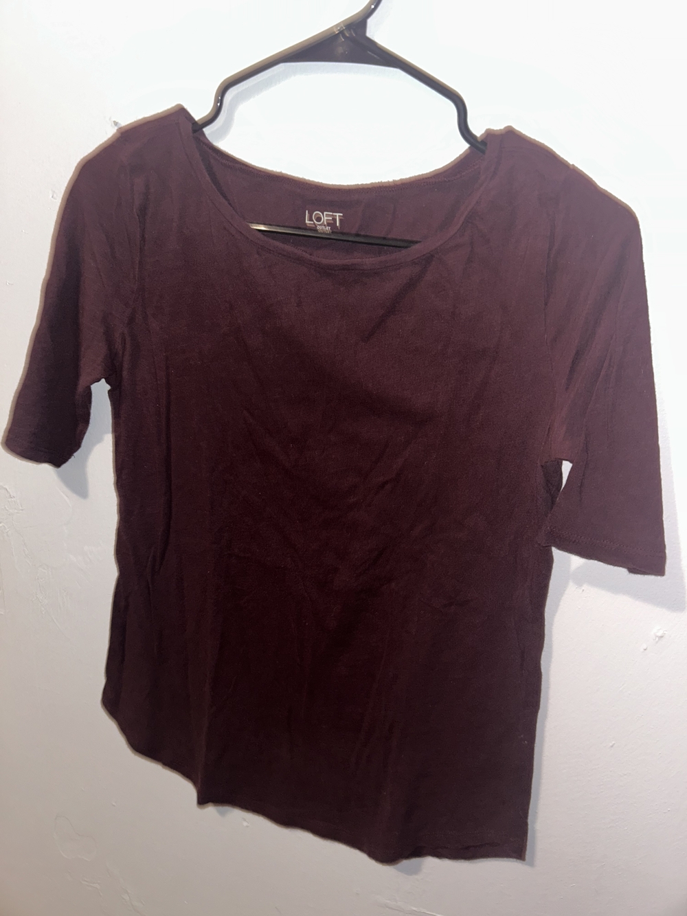 LOFT Short Sleeve Scoop Neck Top - Wine